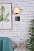 Elegant Furniture and Lighting Neri 1 Light Black And Brass And White Glass Wall Sconce (LD2360BKR)