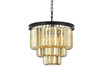 Elegant Furniture and Lighting Sydney 9 Light Matte Black Chandelier Golden Teak (1231D20MB-GT/RC)