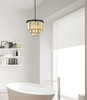 Elegant Furniture and Lighting Sydney 9 Light Matte Black Chandelier Golden Teak (1231D20MB-GT/RC)