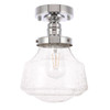 Lyle 1 Light Chrome And Clear Seeded Glass Flush Mount (LD6247C)