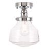 Lyle 1 Light Chrome And Clear Seeded Glass Flush Mount (LD6247C)