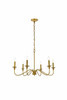 Elegant Furniture and Lighting Rohan 30 Inch Chandelier In Brass (LD5056D30BR)