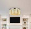 Elegant Furniture and Lighting Sydney 8 Light Polished Nickel Flush Mount Golden Teak (1238F31PN-GT/RC)