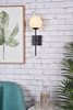 Elegant Furniture and Lighting Neri 1 Light Black And White Glass Wall Sconce (LD2360BK)