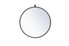 Metal Frame Round Mirror With Decorative Hook 21 Inch In Black  (MR4721BK)