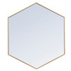 Metal Frame Hexagon Mirror 41 Inch In Brass (MR4541BR)