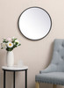 Metal Frame Round Mirror 21 Inch In Black (MR4821BK)