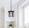 Elegant Furniture and Lighting Sydney 3 Light Matte Black Pendant Silver Shade (1238D12MB-SS/RC)