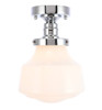 Lyle 1 Light Chrome Flush Mount With Frosted White Glass (LD6250C)