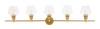 Elegant Furniture and Lighting Gene 5 Light Brass And Clear Glass Wall Sconce (LD2324BR)