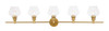 Elegant Furniture and Lighting Gene 5 Light Brass And Clear Glass Wall Sconce (LD2324BR)