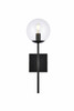 Elegant Furniture and Lighting Neri 1 Light Black And Clear Glass Wall Sconce (LD2359BK)