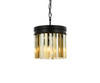 Elegant Furniture and Lighting Sydney 3 Light Matte Black Pendant Golden Teak (1208D12MB-GT/RC)
