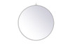 Metal Frame Round Mirror With Decorative Hook 28 Inch In White  (MR4054WH)