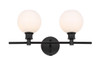 Collier 2 Light Black And Frosted White Glass Wall Sconce (LD2315BK)