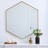Metal Frame Hexagon Mirror 38 Inch In Brass (MR4538BR)