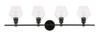 Elegant Furniture and Lighting Gene 4 Light Black And Clear Glass Wall Sconce (LD2320BK)