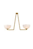 Jeanne 2 Lights Brass And White Glass Flush Mount (LD2350BR)
