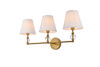Bethany 3 Lights Bath Sconce In Brass With White Fabric Shade (LD7023W24BR)