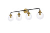 Hanson 4 Lights Bath Sconce In Black With Brass With Clear Shade (LD7037W38BRB)