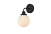 Elegant Furniture and Lighting Hanson 1 Light Bath Sconce In Black With Frosted Shade (LD7030W8BK)