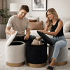 Elegant Furniture and Lighting Ozman Round 14 Inch Ottoman In Gray (OT1015GY)