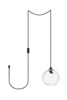Cashel 1 Light Black Plug-In Pendant With Clear Glass (LDPG2281)