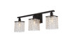 Phineas 3 Lights Bath Sconce In Black With Clear Crystals (LD7010BK)