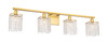 Elegant Furniture and Lighting Phineas 4 Light Brass And Clear Crystals Wall Sconce (LD7012BR)