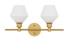 Elegant Furniture and Lighting Gene 2 Light Brass And Frosted White Glass Wall Sconce (LD2313BR)