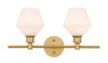Elegant Furniture and Lighting Gene 2 Light Brass And Frosted White Glass Wall Sconce (LD2313BR)