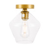 Gene 1 Light Brass And Clear Glass Flush Mount (LD2254BR)