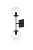 Elegant Furniture and Lighting Neri 2 Lights Black And Clear Glass Wall Sconce (LD2357BK)