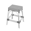 Robias 245 in Seat Height Rectangular Rattan Backless Counter Stool with Footrest, White and Black Dot (5513288)