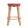 Tobias 24 in Seat Height Round Rattan Backless Counter Stool, Red and White Dot (9371430)