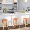 Butler Specialty Company Tobias 24 in. Seat Height Round Rattan Backless Counter Stool, Orange and White Dot (9371427)
