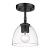 Roxie Semi-Flush in Matte Black with Matte Black Accents and Clear Glass Shade (6958-SF BLK-BLK-CLR)