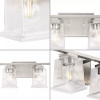 Gilmour Collection Four-Light Modern Farmhouse Brushed Nickel Clear Glass Bath Vanity Light (P300380-009)