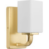 Cowan Collection One-Light Modern Satin Brass Etched Opal Glass Bath Vanity Light (P300368-012)