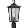 Padgett Collection One-Light Transitional Textured Black Clear Seeded Glass Outdoor Post Light (P540093-031)