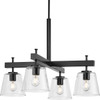 Saffert Collection Four-Light New Traditional Matte Black Clear Glass Chandelier Light (P400299-31M)