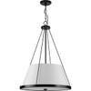 Saffert Collection Three-Light New Traditional Matte Black White Linen Glass Pendant Light (P500357-31M)