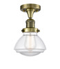 Olean 1 Light Semi-Flush Mount In Antique Brass (517-1Ch-Ab-G322)