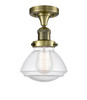 Olean 1 Light Semi-Flush Mount In Antique Brass (517-1Ch-Ab-G324)