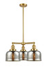 Bell 3 Light Chandelier In Satin Gold (207-SG-G78)