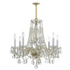 Traditional Crystal 8 Light Polished Brass Chandelier (1138-PB-CL-S)