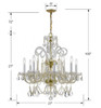 Traditional Crystal 8 Light Brass Chandelier (5008-PB-CL-SAQ)