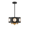 Odelle 4 Light Black + Antique Gold Pendant (ODE-700-BK-GA)