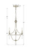 Metro 3 Light Antique Silver Mini Chandelier (433-SA)