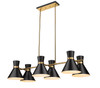 Soriano 6 Light Linear Chandelier in Matte Black + Heritage Brass (728-6L-MB-HBR)